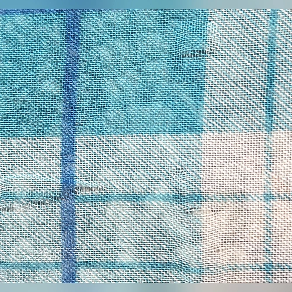Anthropologie Blue Plaid Silk Neck Scarf 🩵